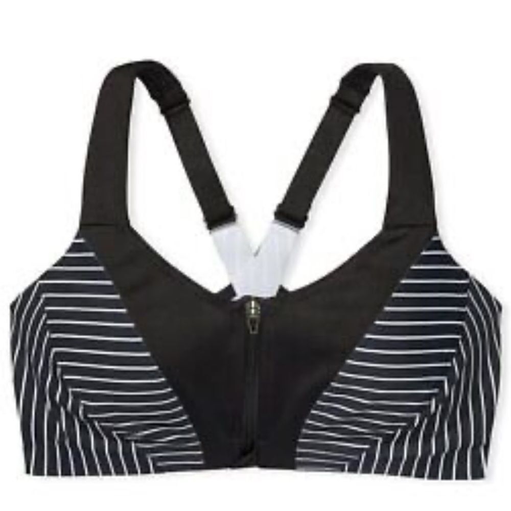 Victoria’s Secret knockout Maximum Support Front Close Sports Bra black striped